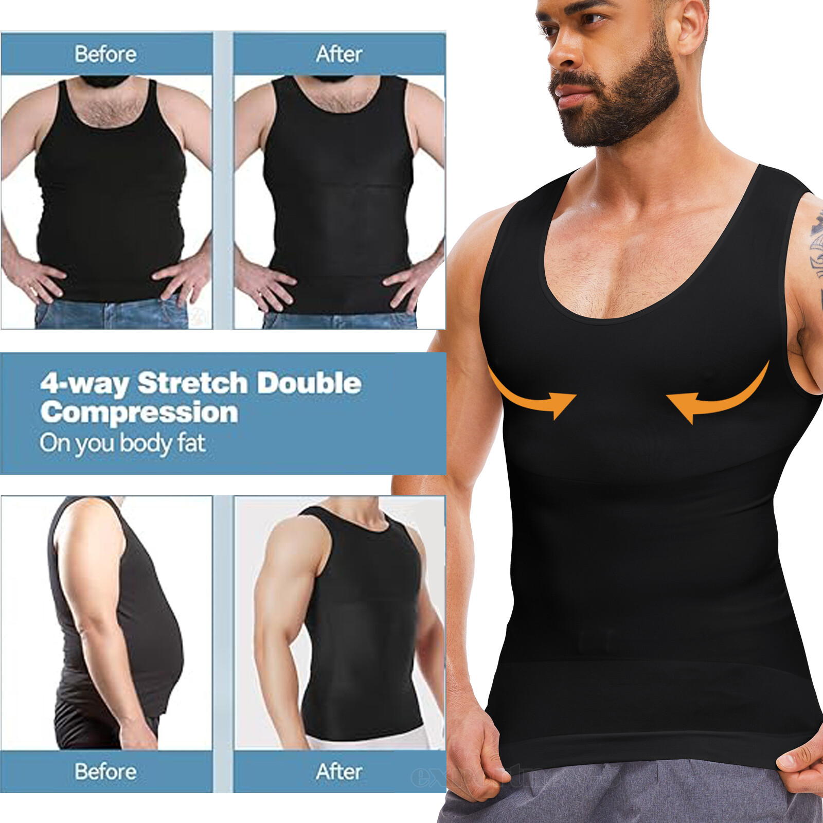 Men’s Body Shaper Gynecomastia Compression Ionic Shaping Shirt Slimming Tank Top