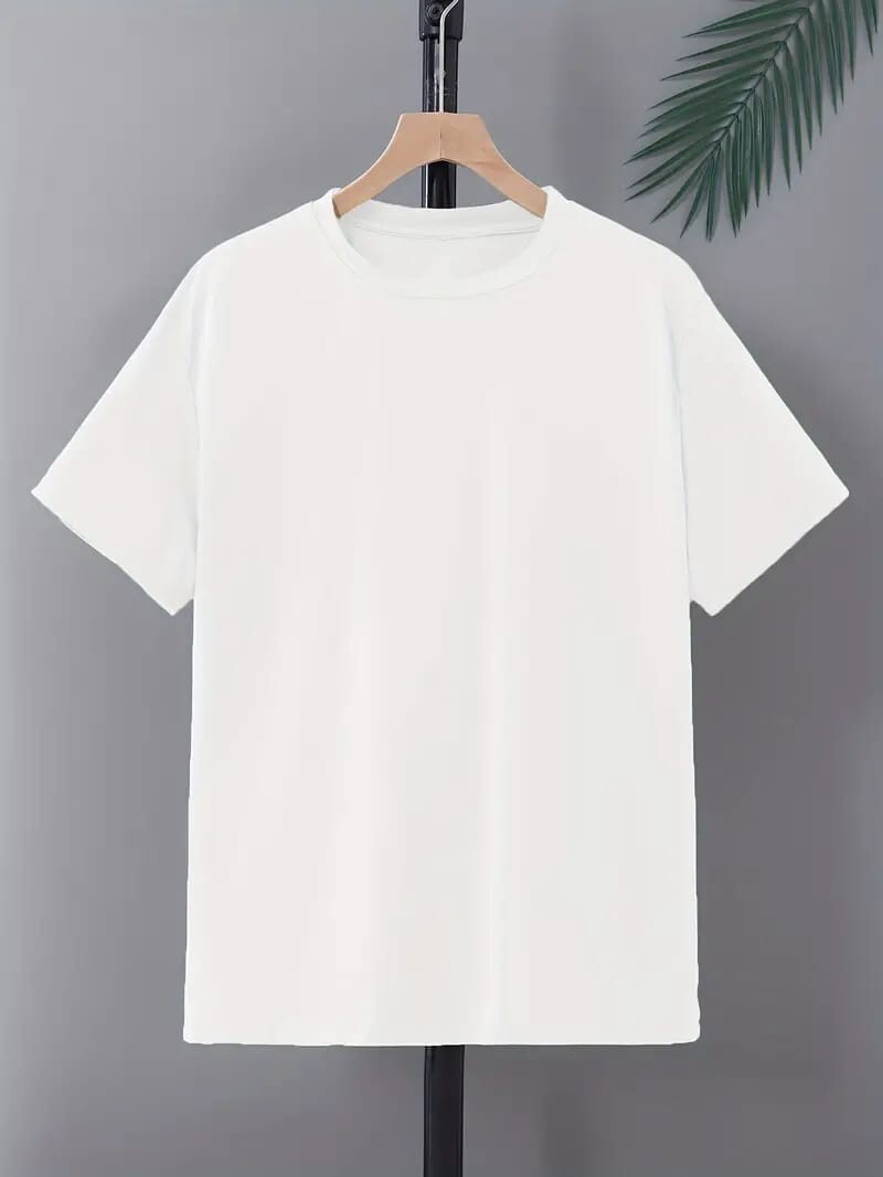 Men’s Classic Solid Plain Cotton Round Hem Scallop Essentials Tshirt S-2XL