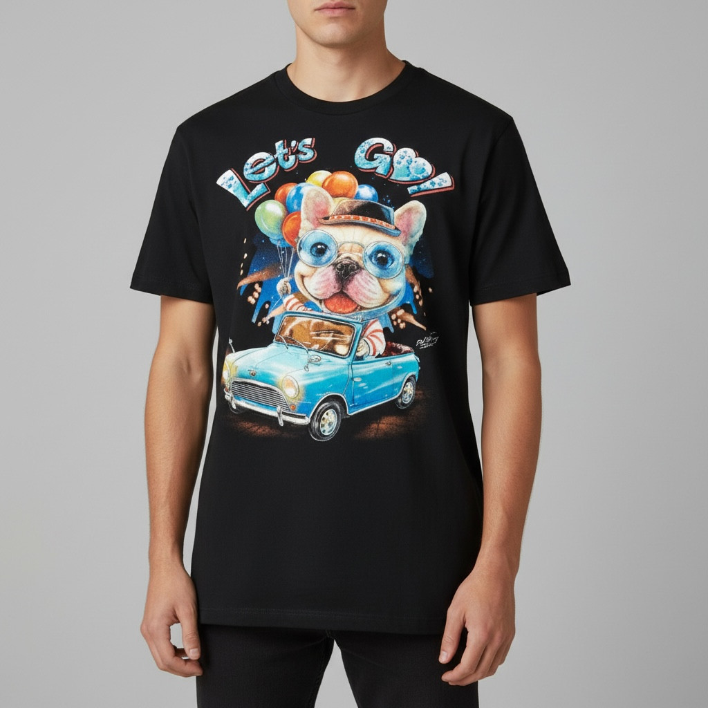 Cute French Bulldog T Shirt Double Sided Graphic Black 100% Cotton Tee S M L XL