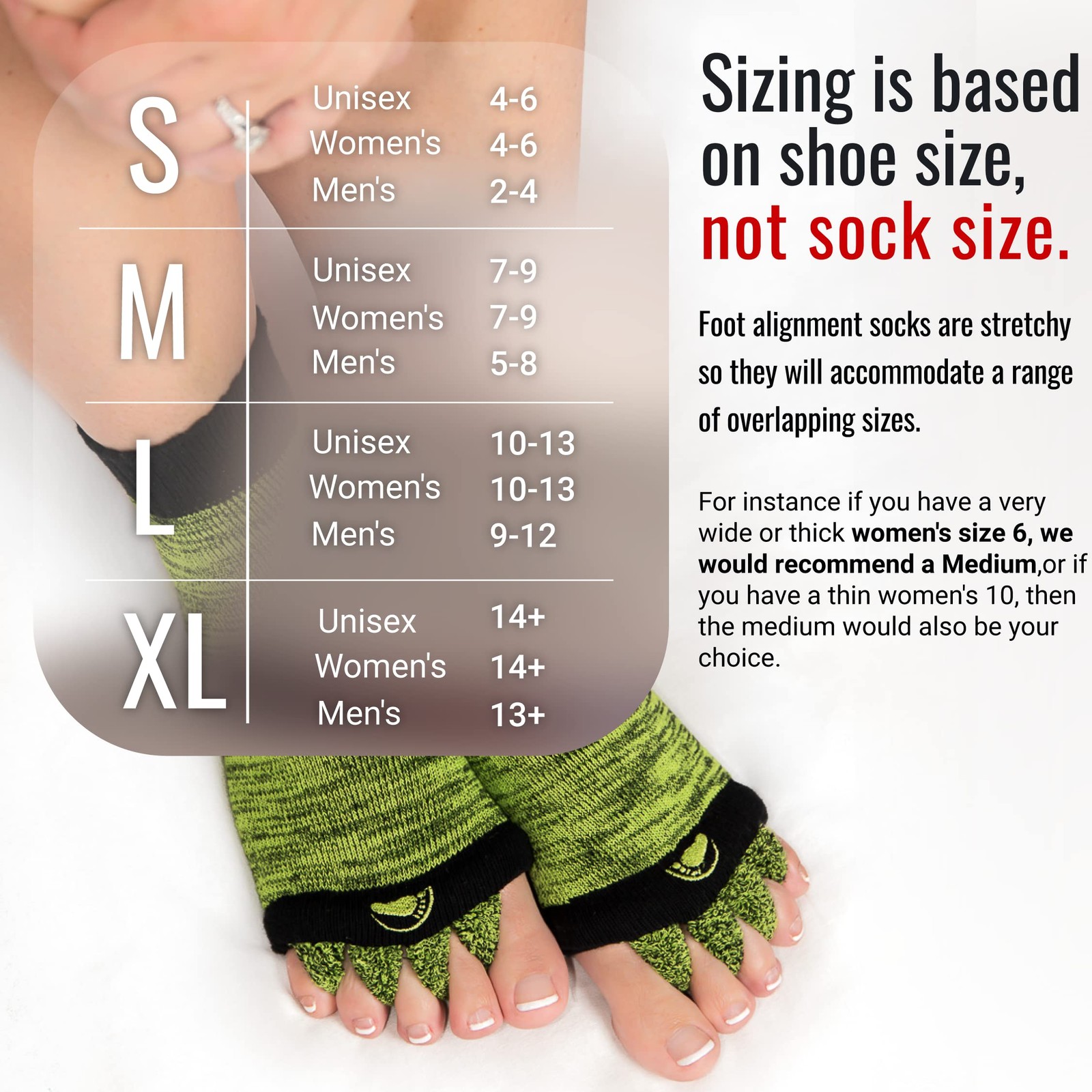 Foot Alignment Socks with Toe Separators for Men or Women | Light Grey Extra …