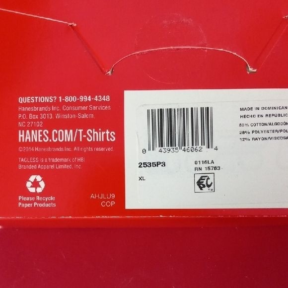 Hanes Size XL T-Shirts 3-Pack Comfort Blend Tagless Lay Flat Collar White NEW