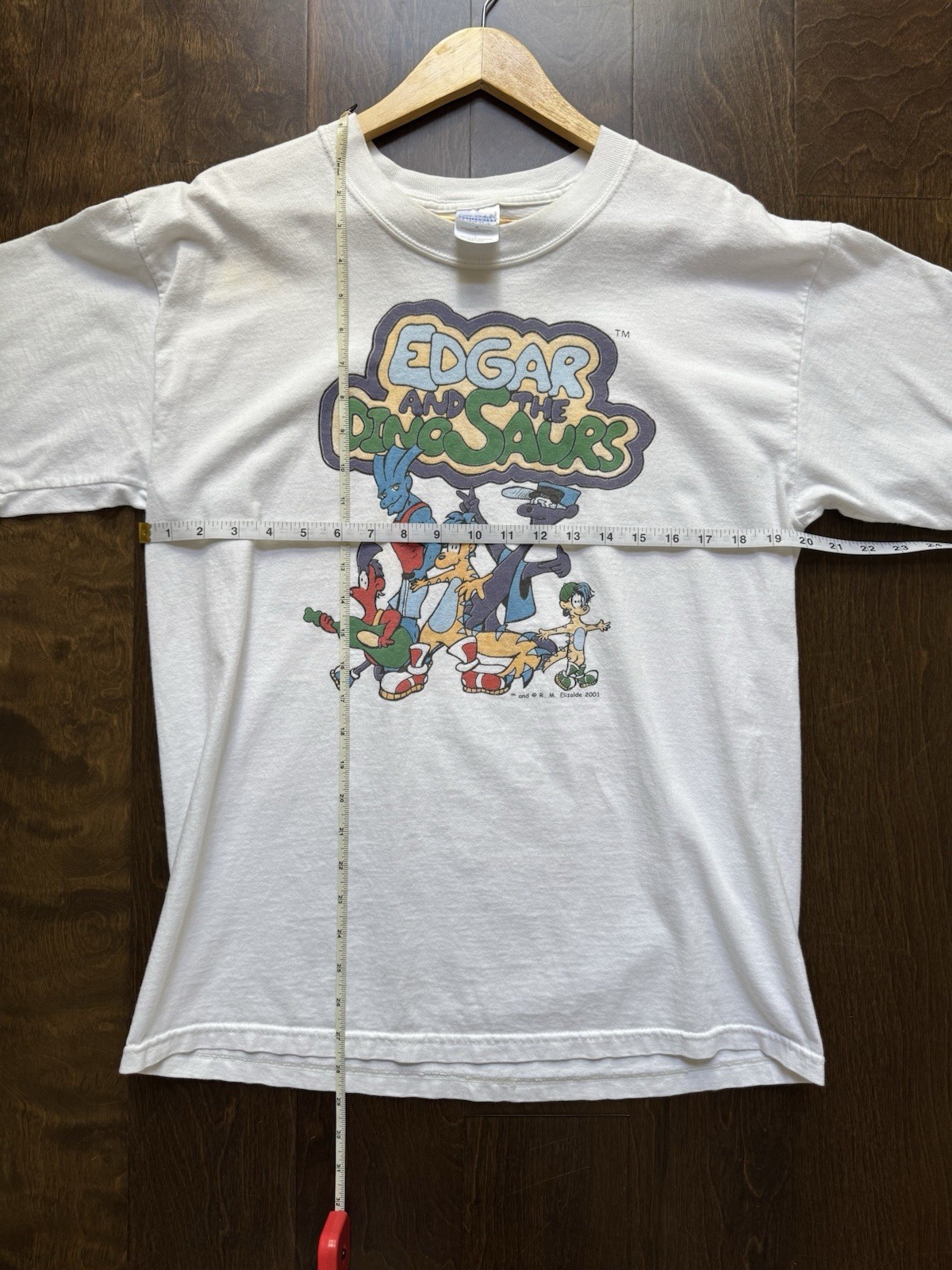 2001 Edgar and The Dinosaurs Cartoon Kids TV Show T Shirt Sz L Adults Y2K VTG