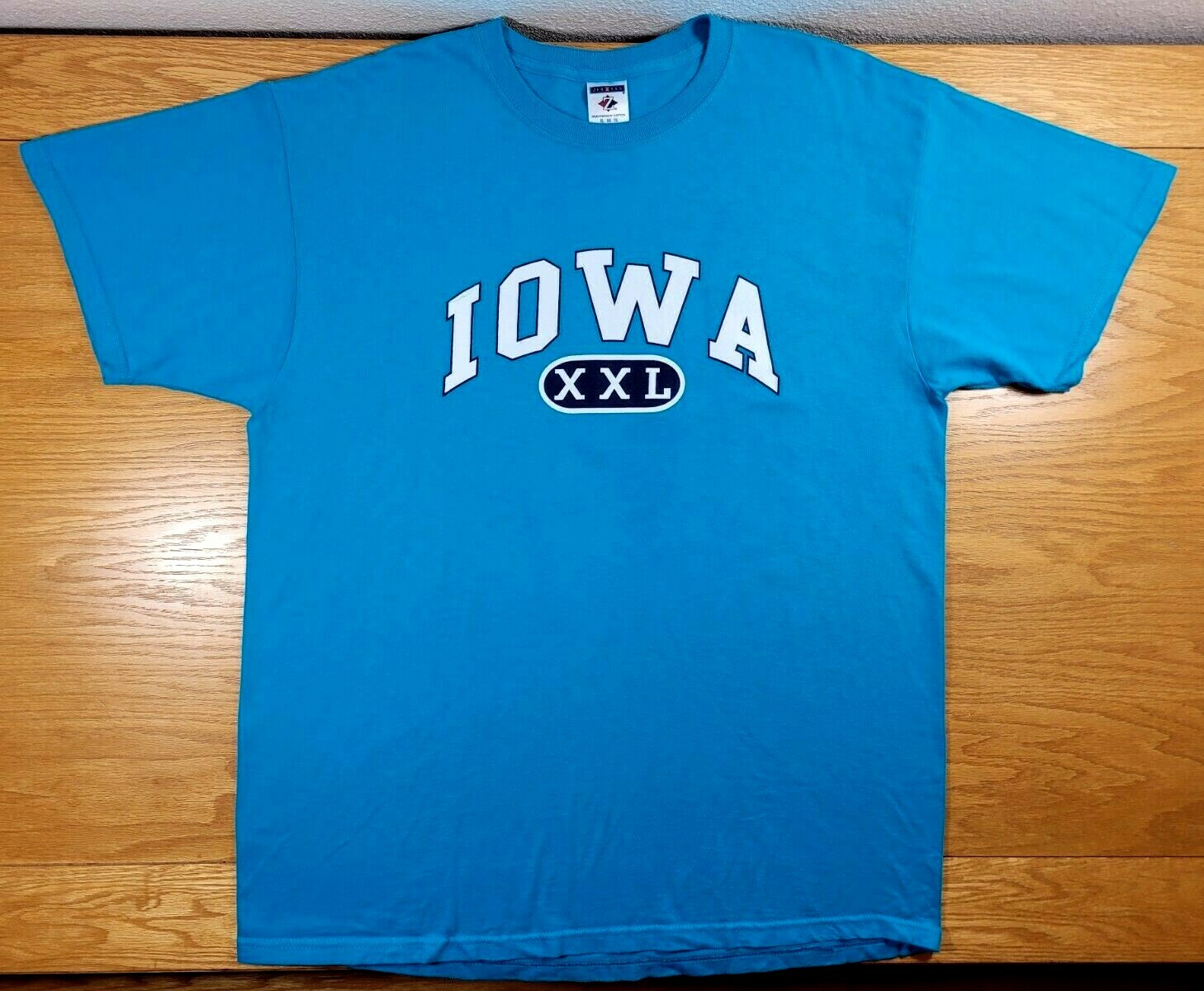 IOWA 100% Cotton United States Travel Souvenir Tropical Blue T-Shirt Men’s XL