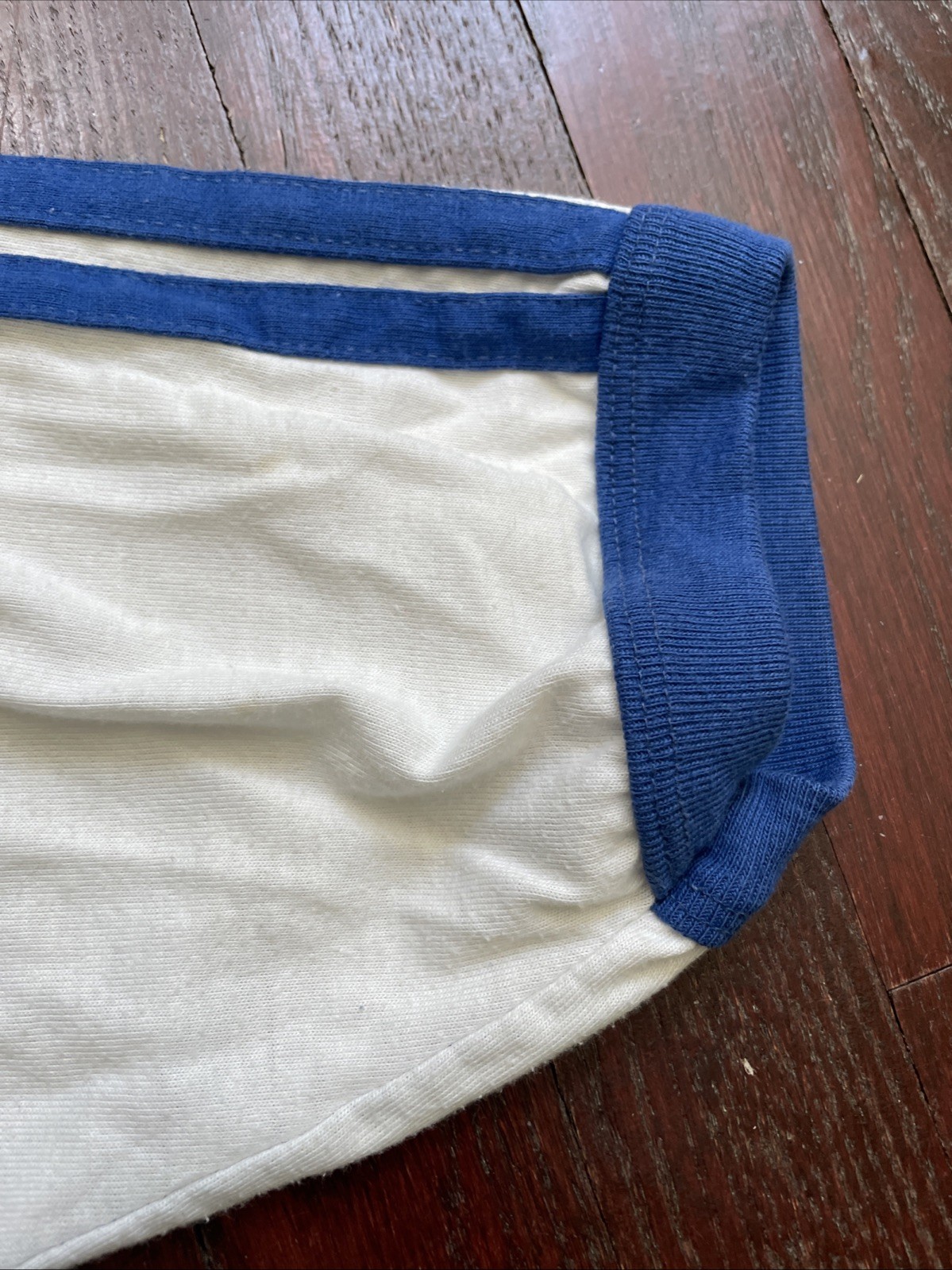 80s Vtg Adidas Trefoil USA MADE V-Neck LONG jersey Tee shirt blue white size M