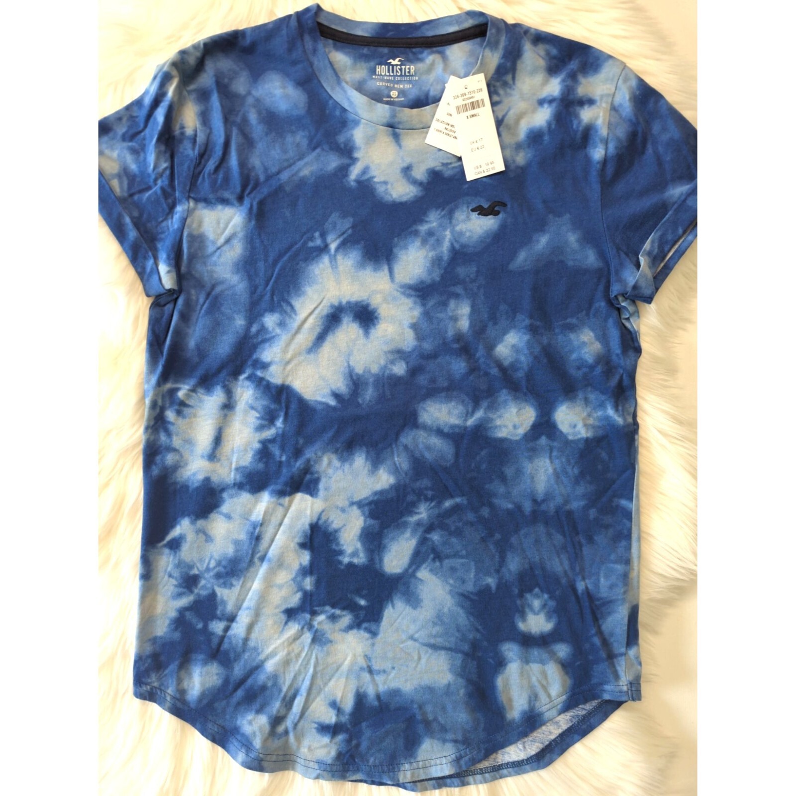 Hollister Must-Have Collection Blue Tie Dye Men’s XS NWT Curved Hem