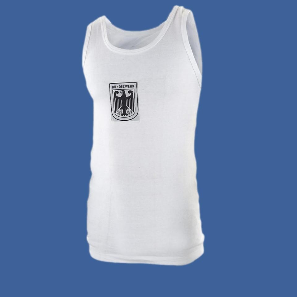 GERMAN MILITARY TANK TOP SHIRT BUNDESWEHR WHITE COTTON PHYSICAL TRAINING P.T.U