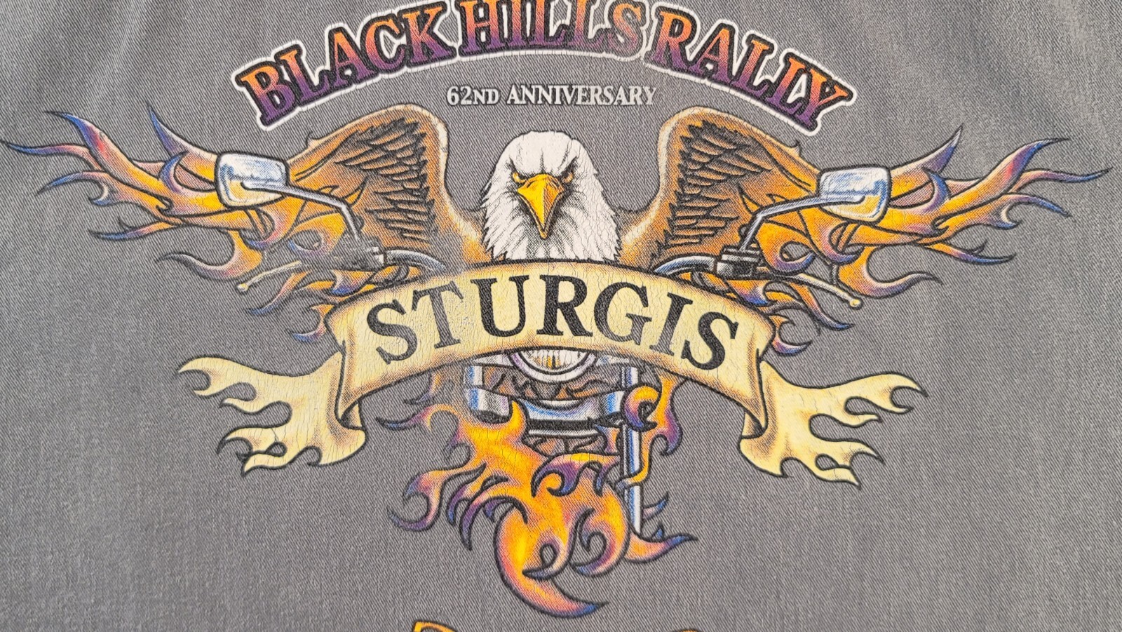 2002 Sturgis Black Hills Rally 62nd Anniversary Gray Denim Vest Jean Size L
