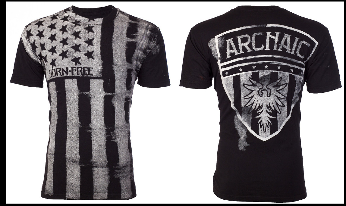 ARCHAIC by AFFLICTION American Flag UPRISING NOW Short Sleeve Slim Fit T-shirt