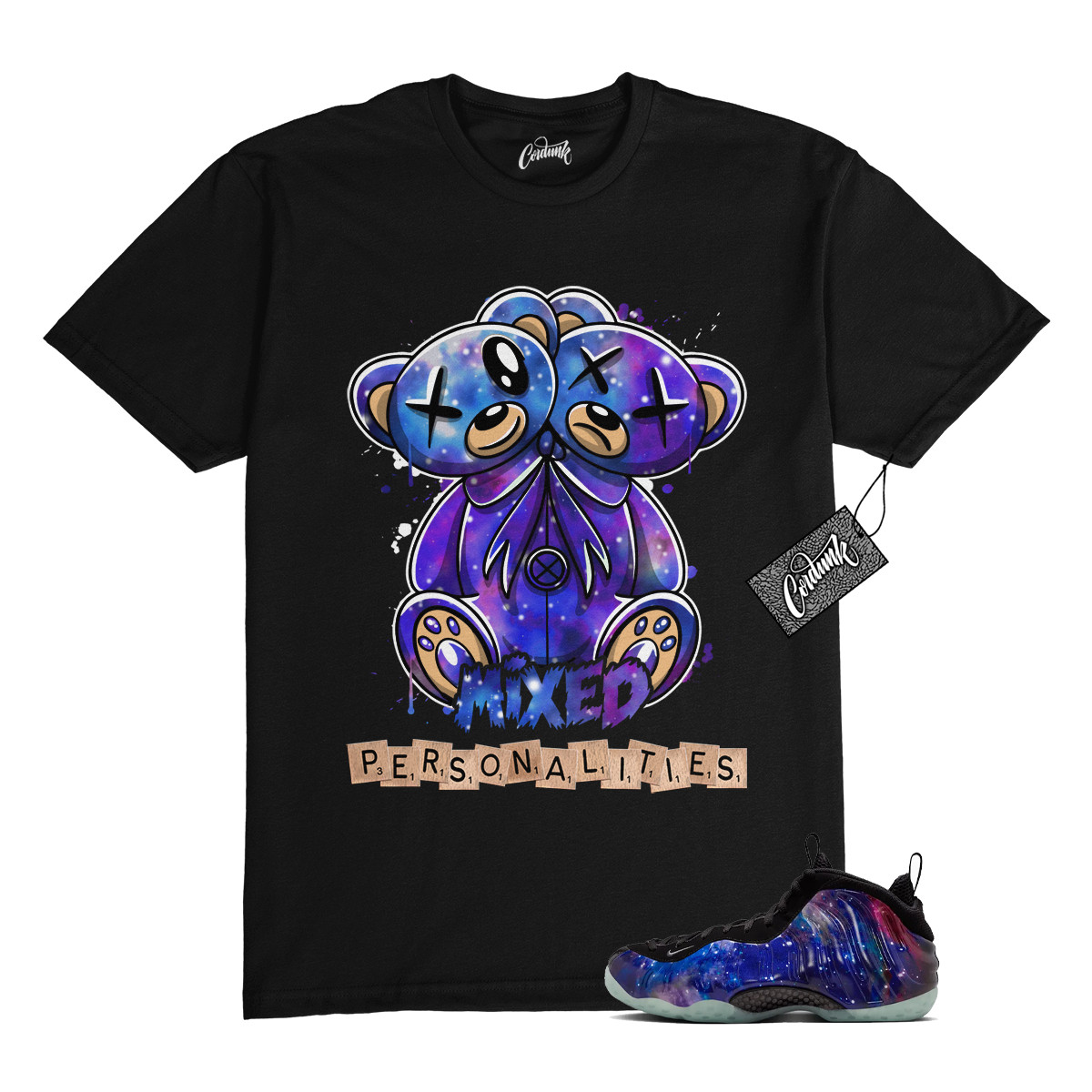 Galaxy Foamposite One Zoom Rookie Obsidian Black Anthracite T Shirt Match MIXED
