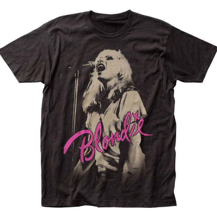 Blondie Mic T Shirt Mens Rock and Roll Music Band Tee New Black