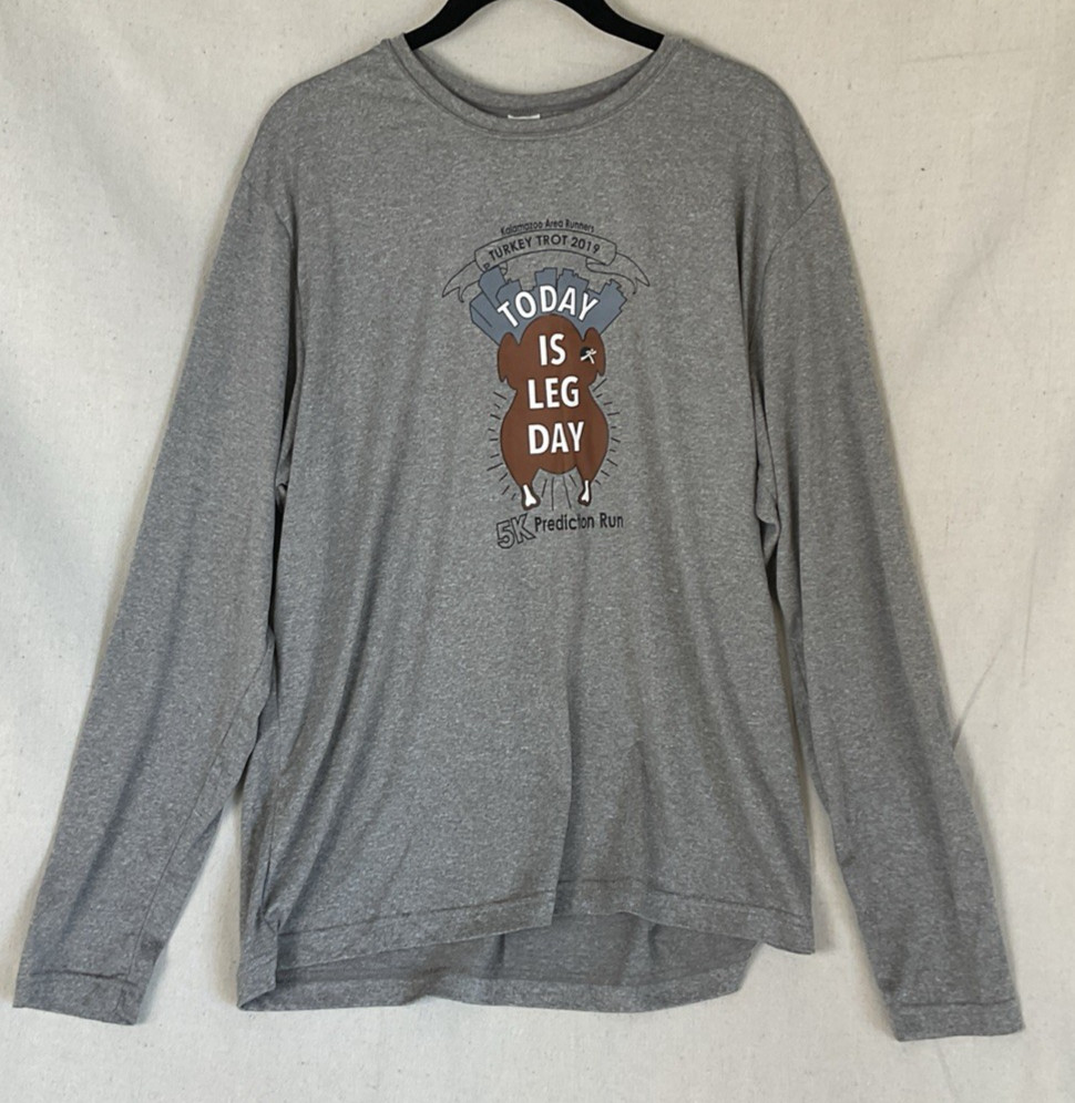 sport-tek Shirt Mens Large gray Long Sleeve T Shirt Kalamazoo Turkey Trot 2019