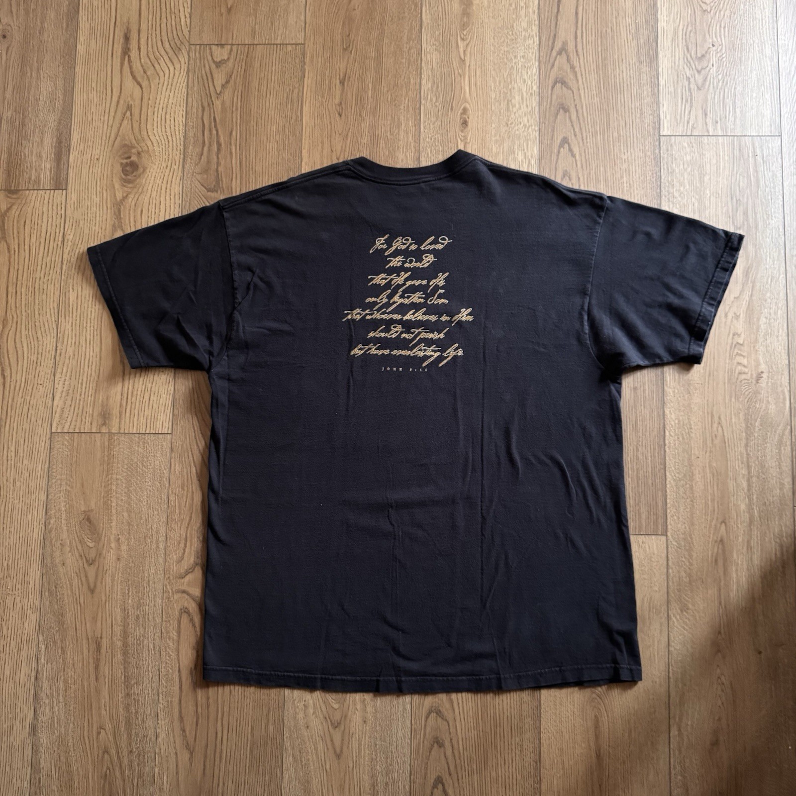 Vintage Living Epistles Public Display Jesus Black Mens XL Shirt USA Lightning