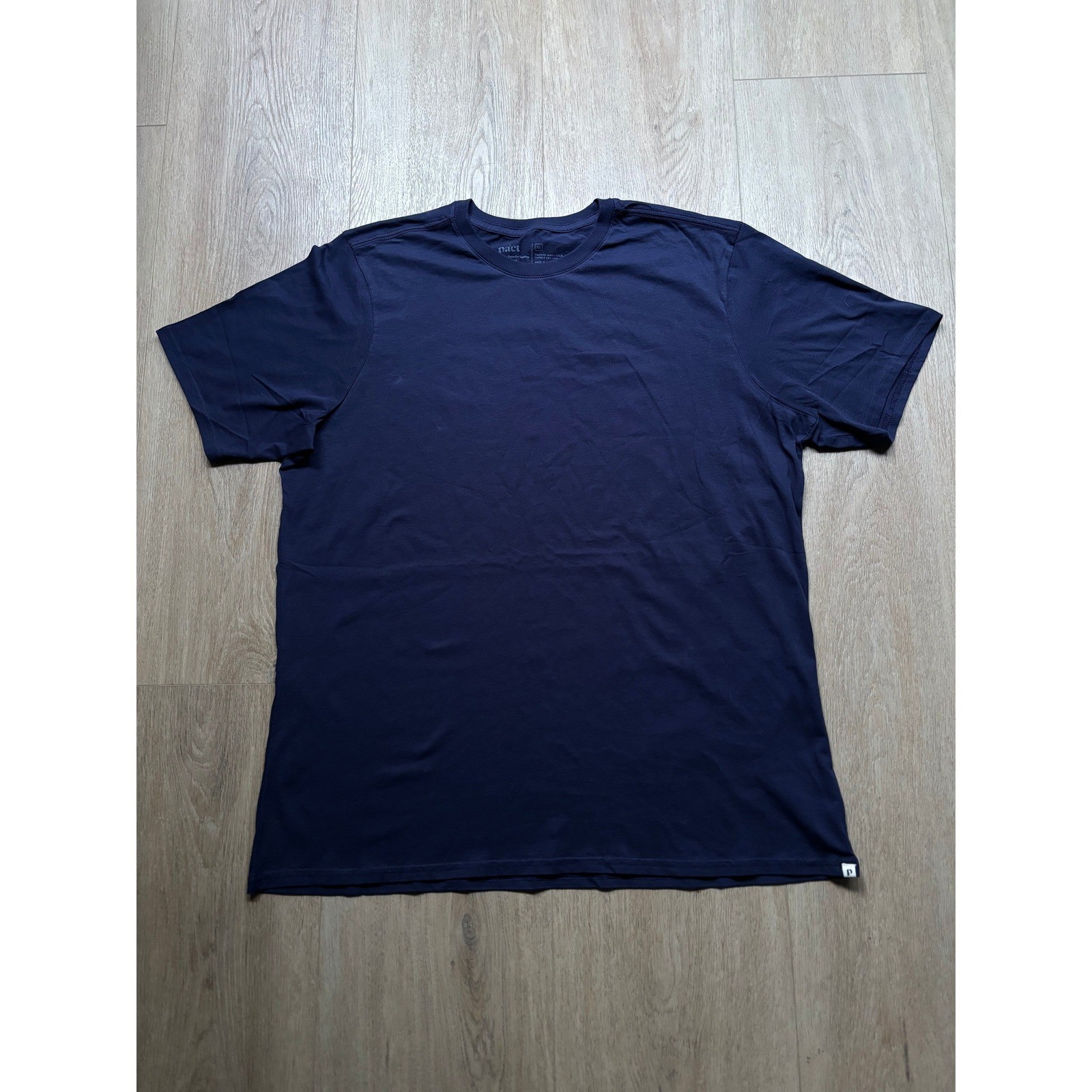 Pact Organic Cotton Essential Tee Mens XL Navy Blue Short Sleeve Crew Neck