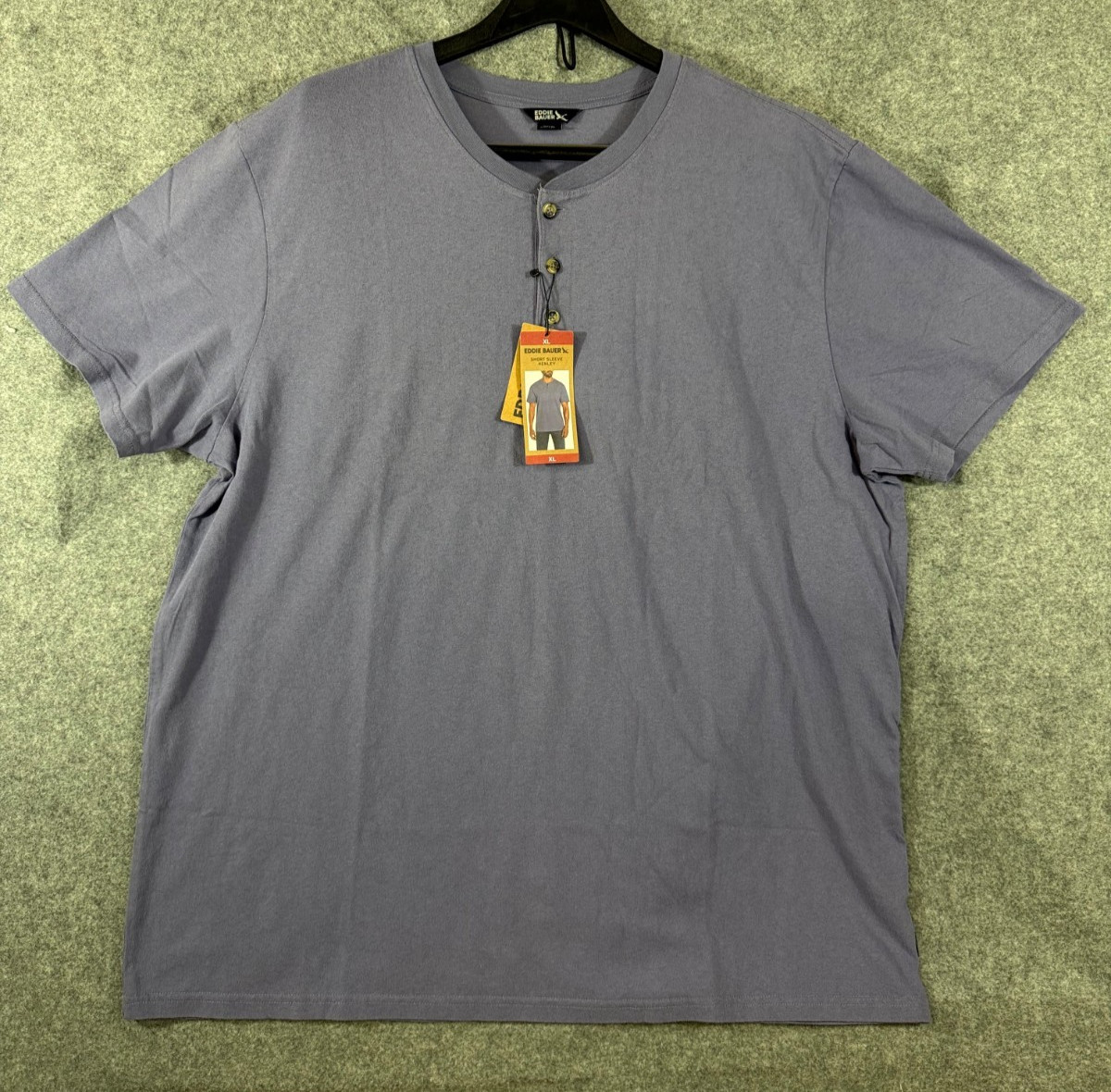 Eddie Bauer Henley T-Shirt Mens XL Purple Cotton Short Sleeve 1/4 Button NWT