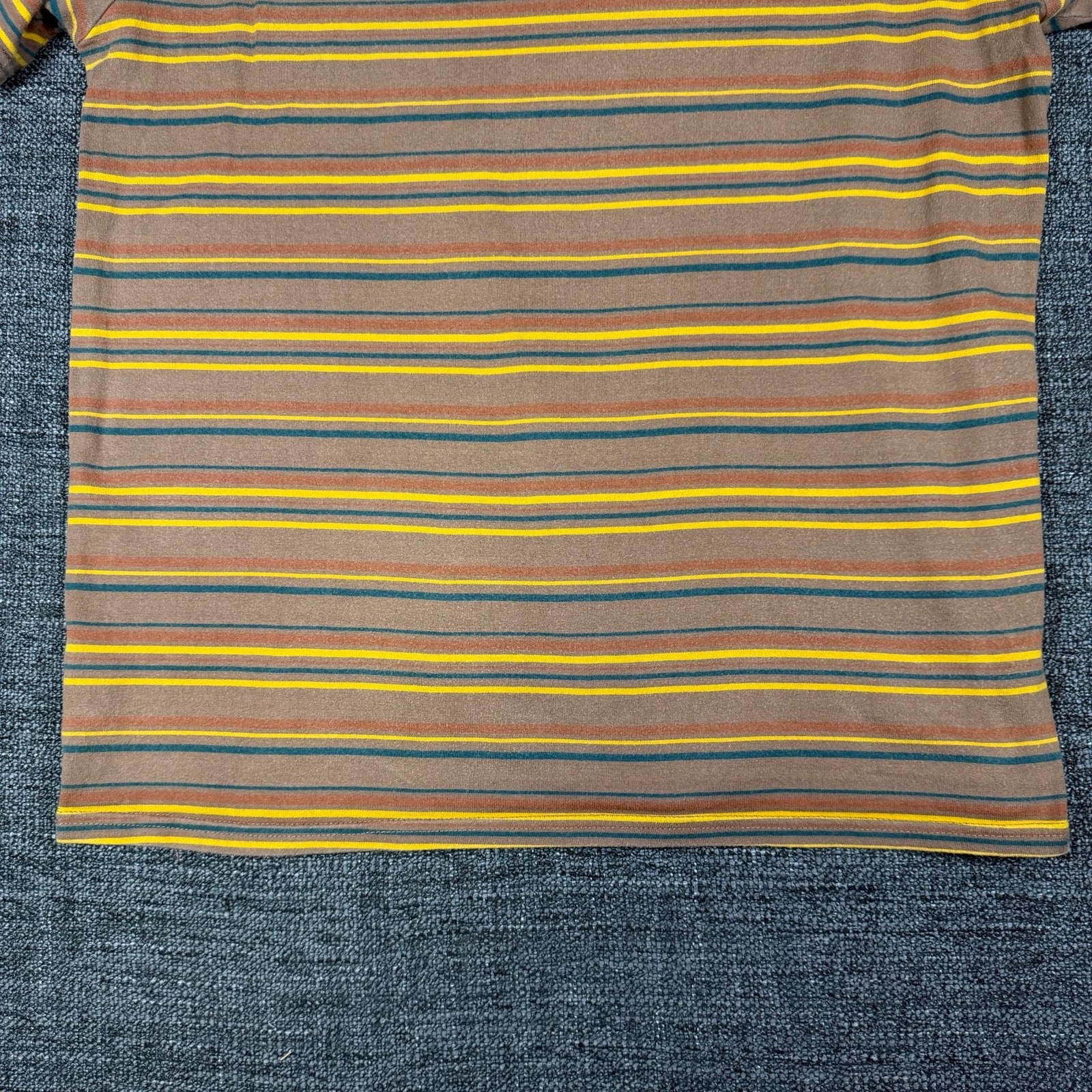 HUF Striped Knit T-Shirt Brown and Yellow Multi Stripe