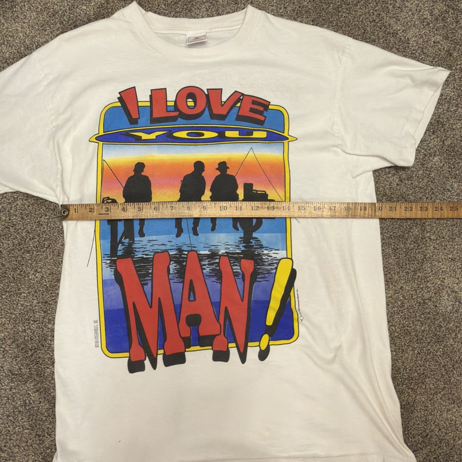 VTG 80s Bud Light I Love You Man T-Shirt Men L Single Stitch White Fishing Lake