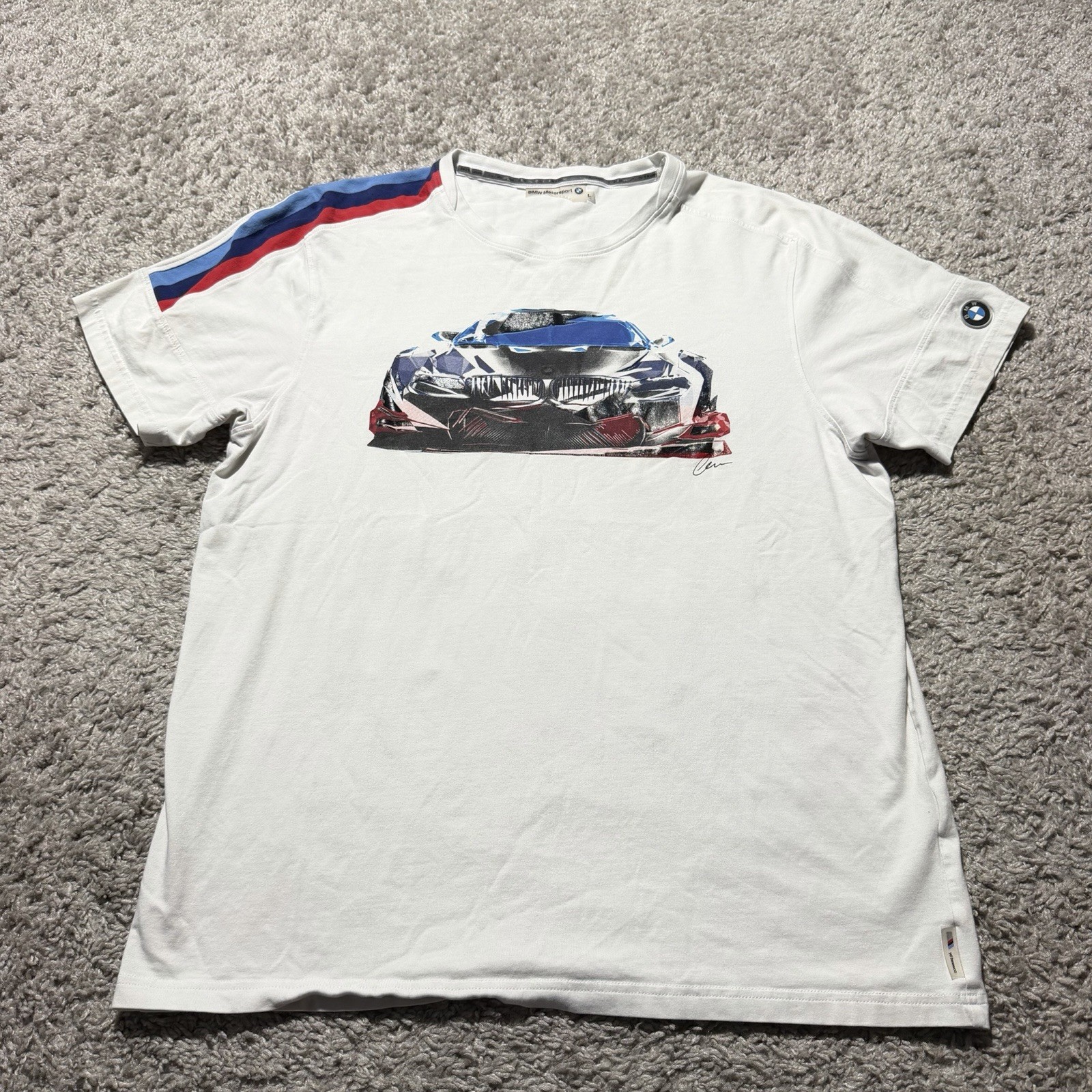 BMW Motorsport Shirt Adult Large White M3 M5 Car Graphic Racing Tee BMW Mens L