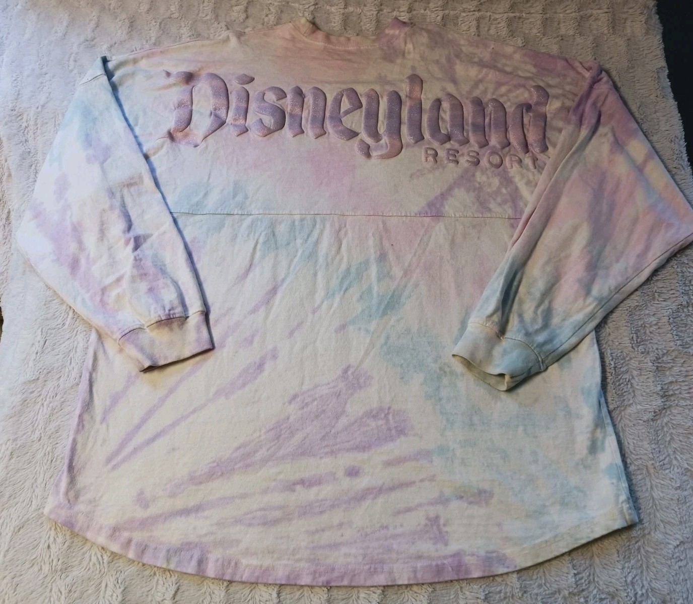 Disneyland Spirit Jersey T Shirt Adult XL Long Sleeve Pastel Pink/Purple Glitter
