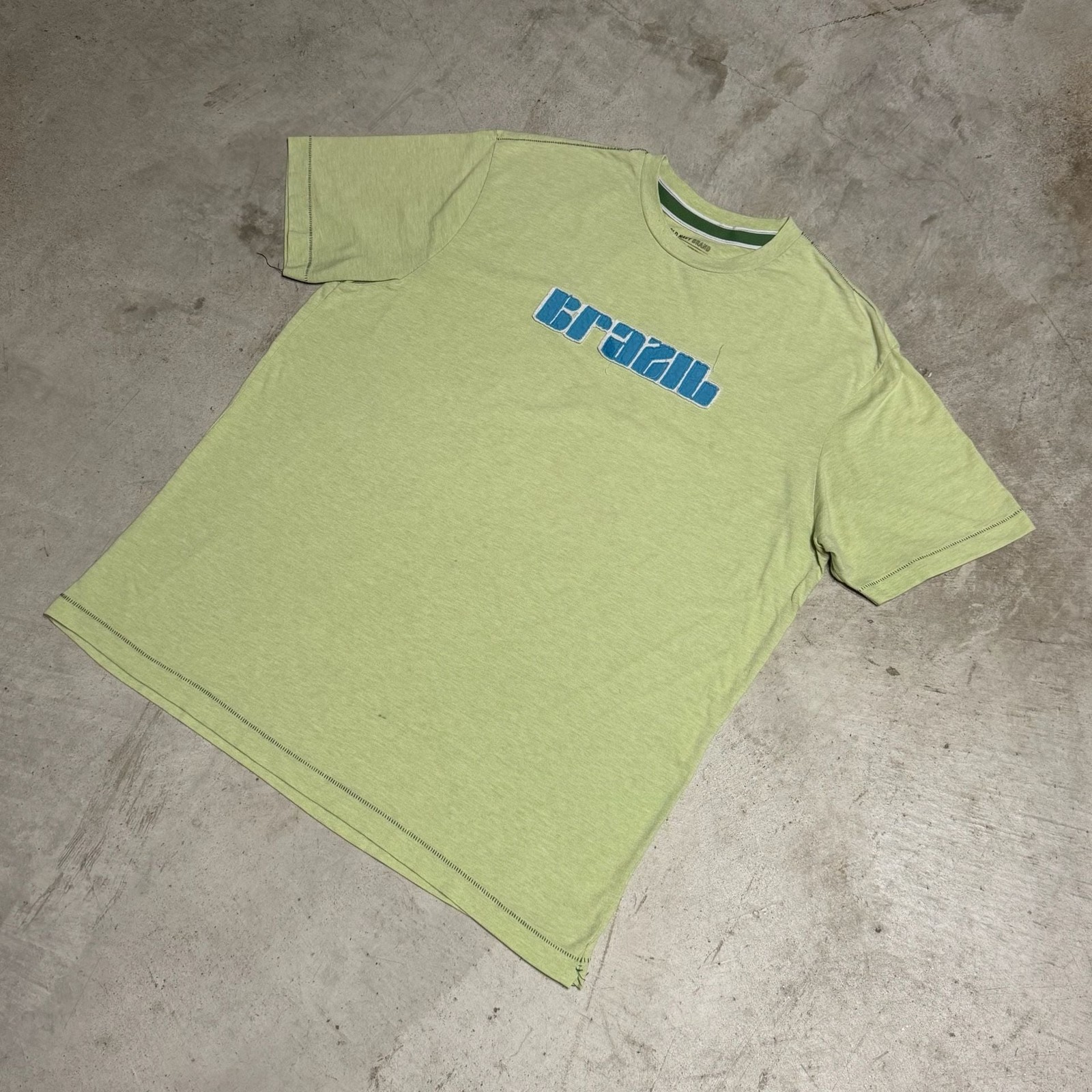 Old Navy Brazil Graphic Y2K Lime Green T-Shirt