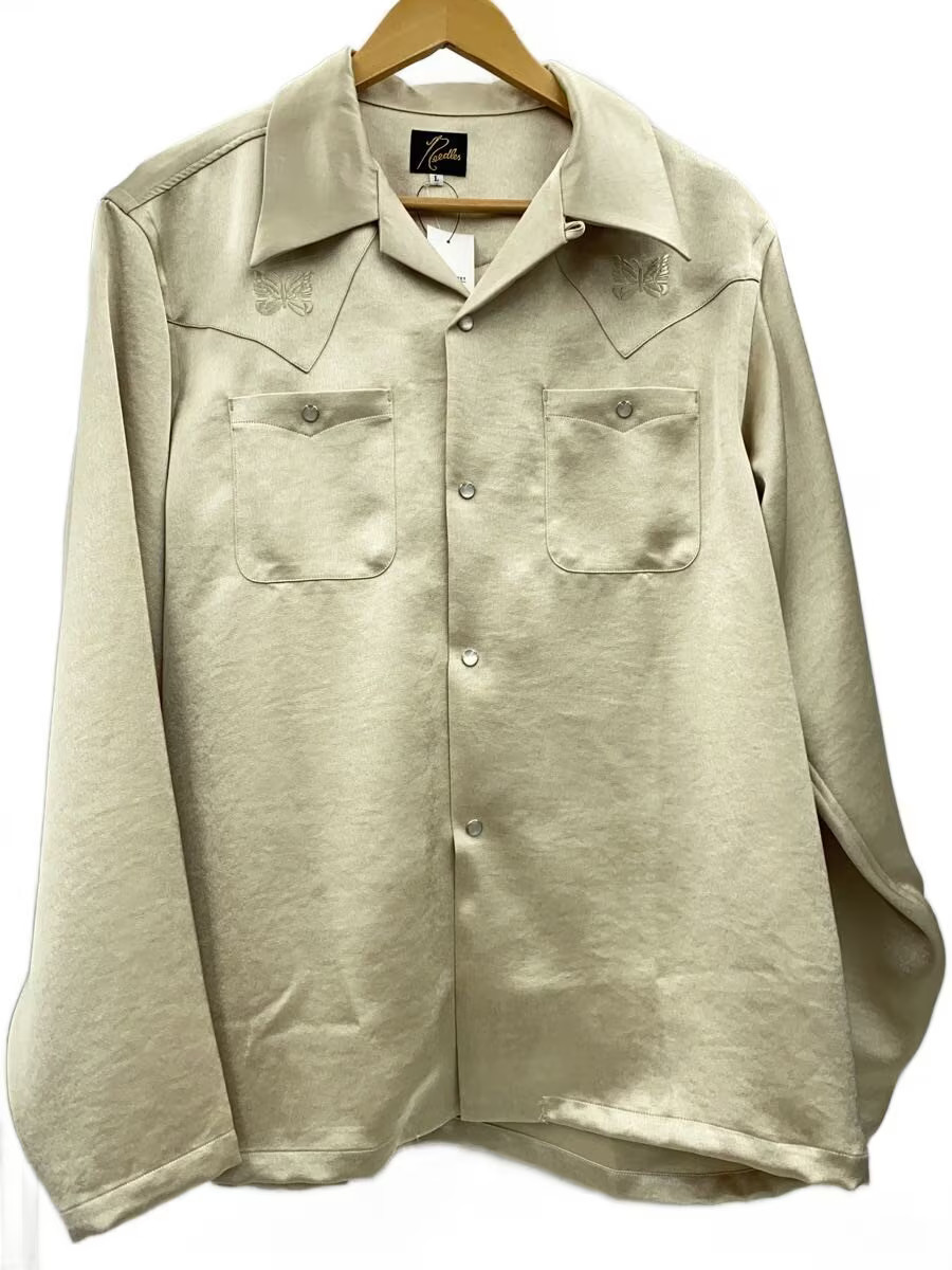 Needles Long Sleeve Shirt L Polyester BEG Solid 0T200