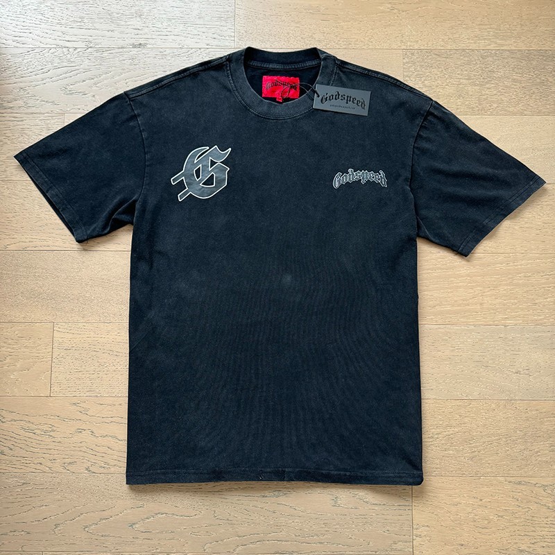 NEW Godspeed Skeleton Cowboy Knight Black print Tee Mens Short Sleeve T-shirt