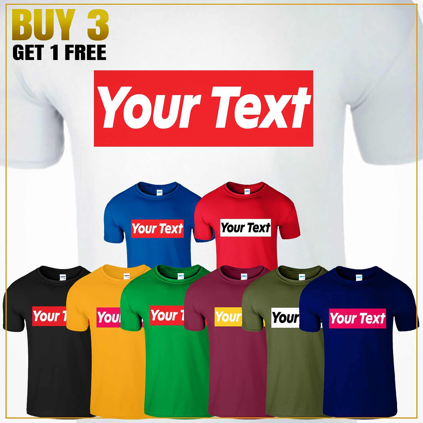 Personalized Custom Print Your Own Text On Customized Men’s T Shirt New USA Gift