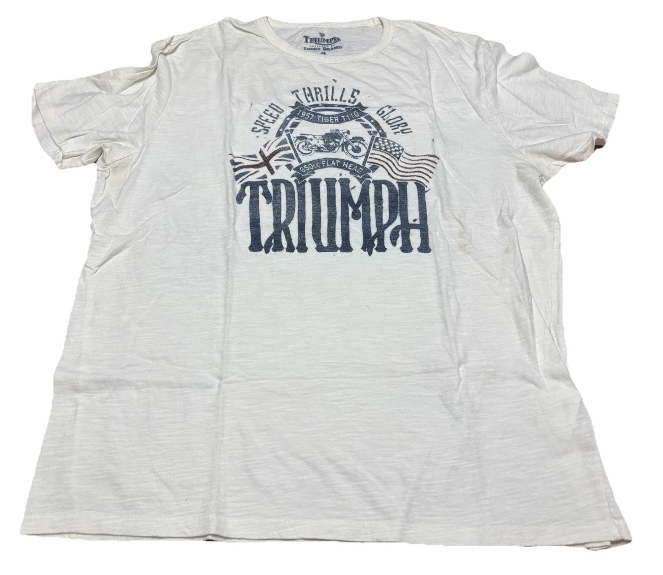 Men XL Lucky Brand Triumph Motorcycle Thin T-Shirt tee Vintage G1