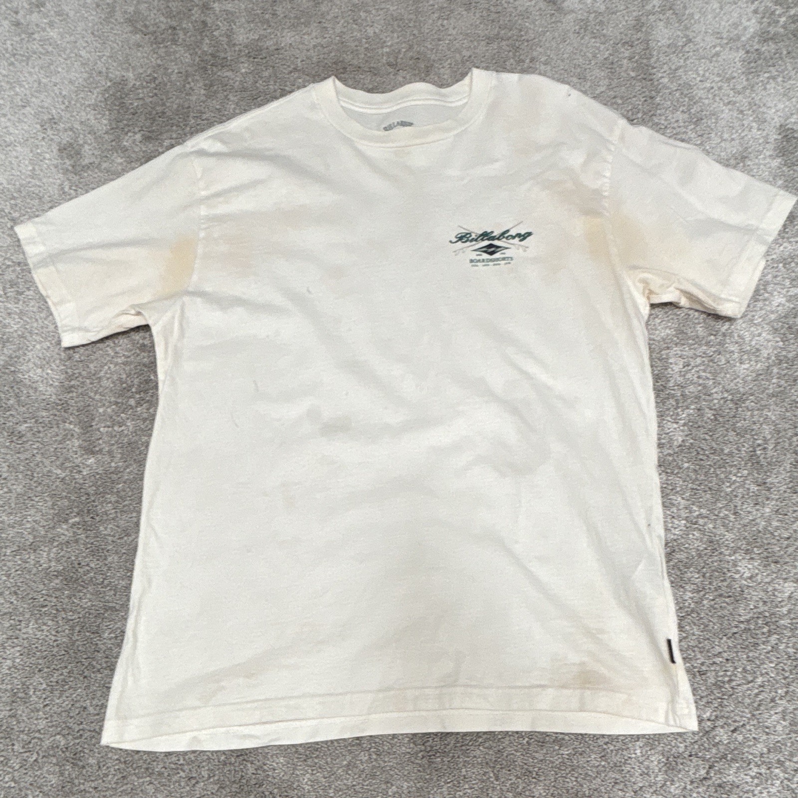 Billabong White Men’s Medium Crew Neck T-Shirt FREE SHIPPING