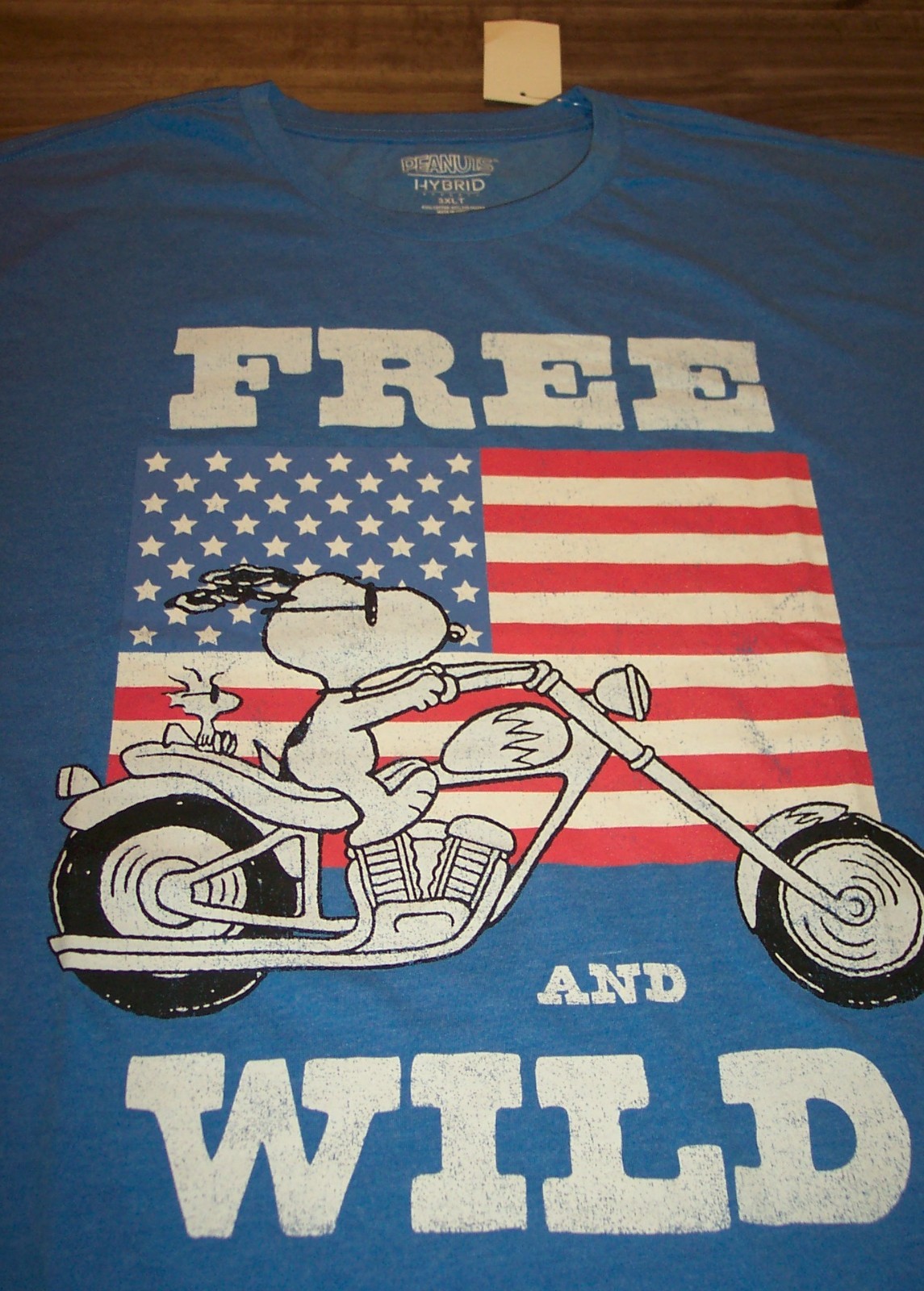 PEANUTS SNOOPY MOTORCYCLE Free and Wild T-Shirt Big and Tall 3XL 3XLT NEW