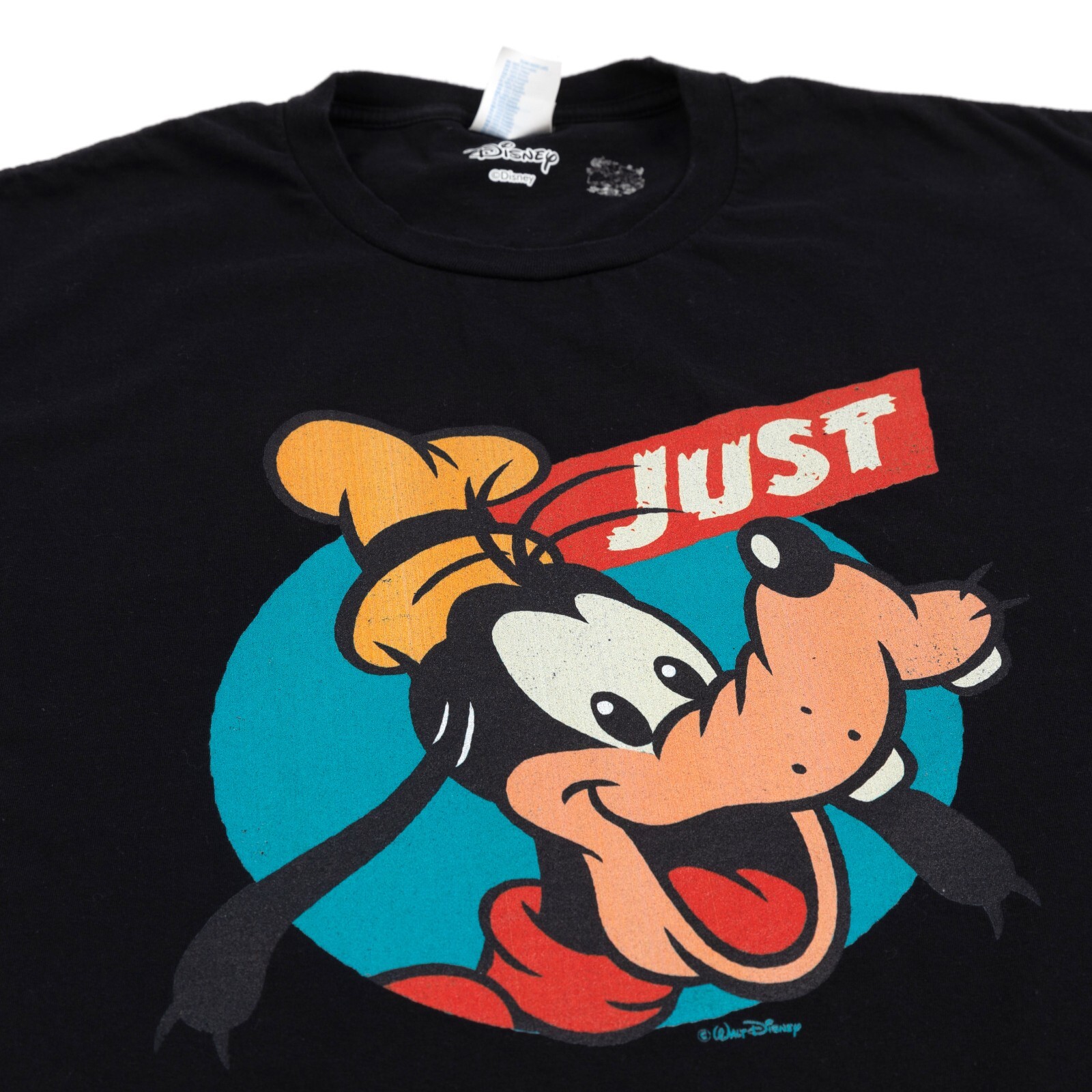 Goofy T-Shirt Short Sleeve Retro Old-School Disney Men’s Black XL EUC Logo