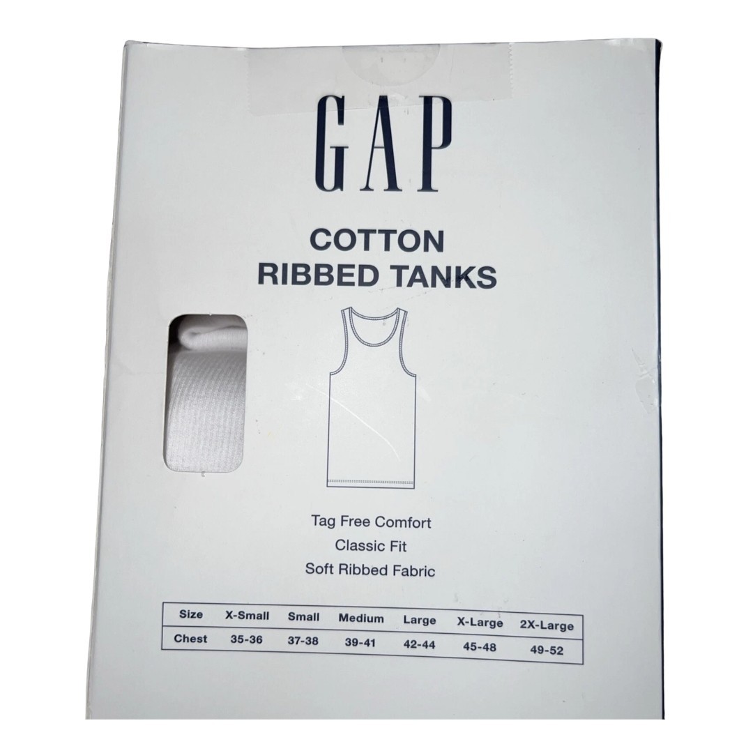 GAP Men’s Cotton Ribbed Tank Tops 3 Pack White Small Undershirt Classic Fit