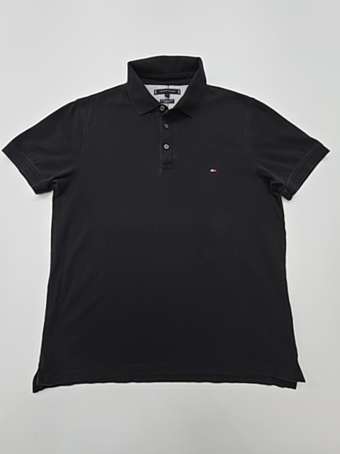 Tommy Hilfiger Men’s Polo Shirt Black Logo Slim Fit Size L – The 1985