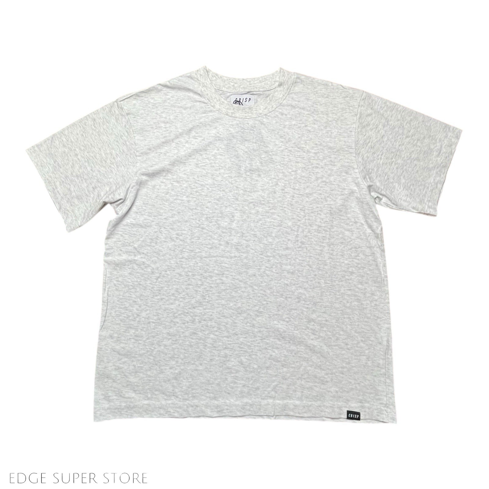 Crisp Light Gray Woven Cotton Short Sleeve Boxy Crew Neck Tee TShirt Size Small