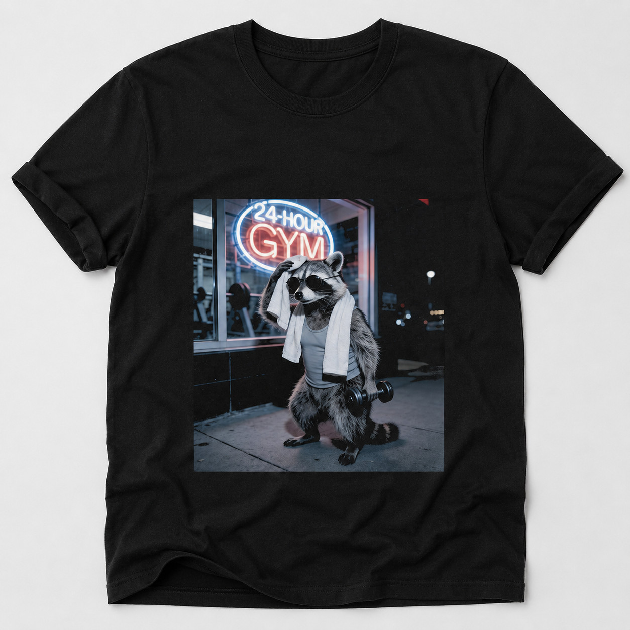 Funny Raccoon Gym Shirt Workout Animal Graphic Tee Fitness Lover Gift