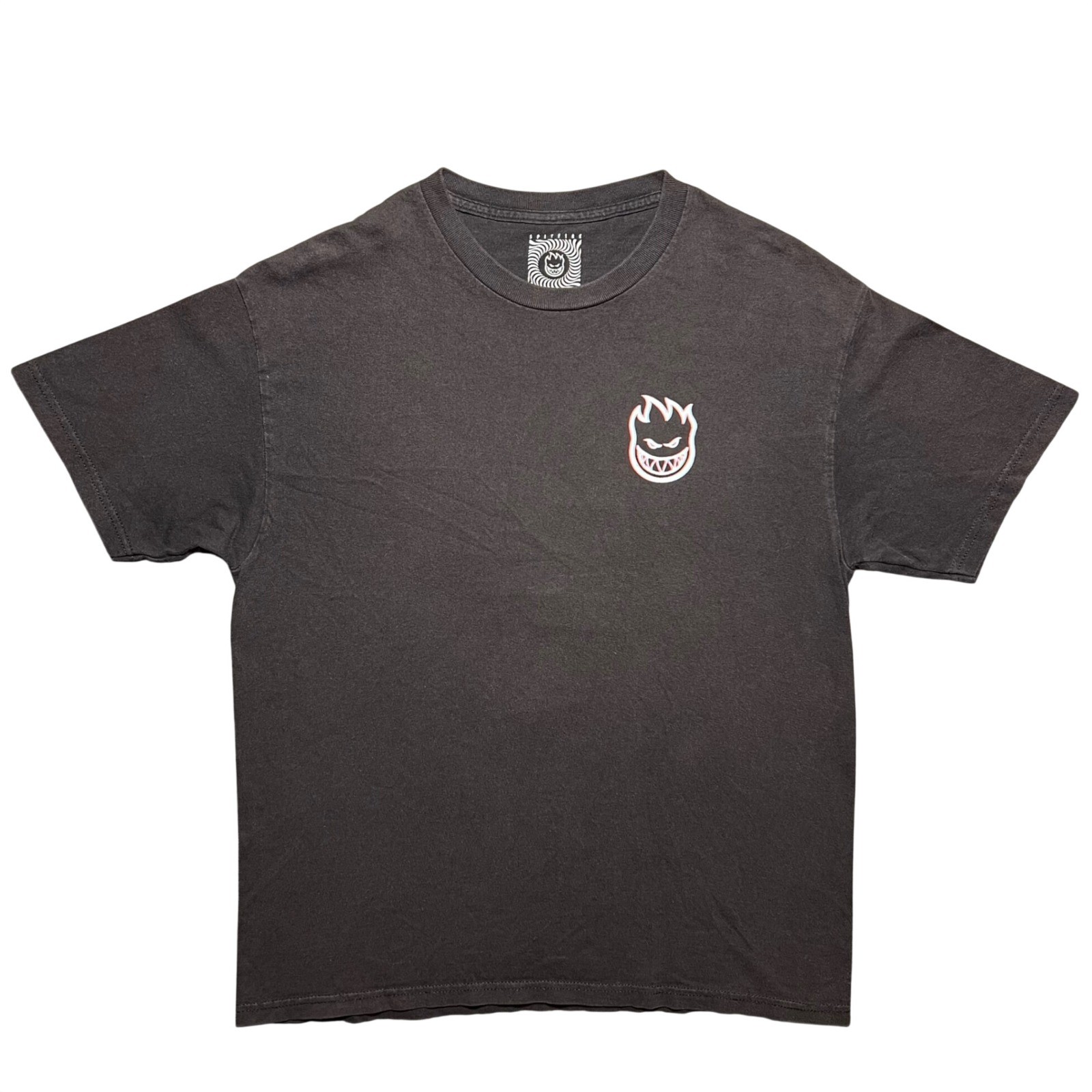 Spitfire Wheels T Shirt Black Cotton Bighead 3D Swirl Skateboard Logo Mens Large