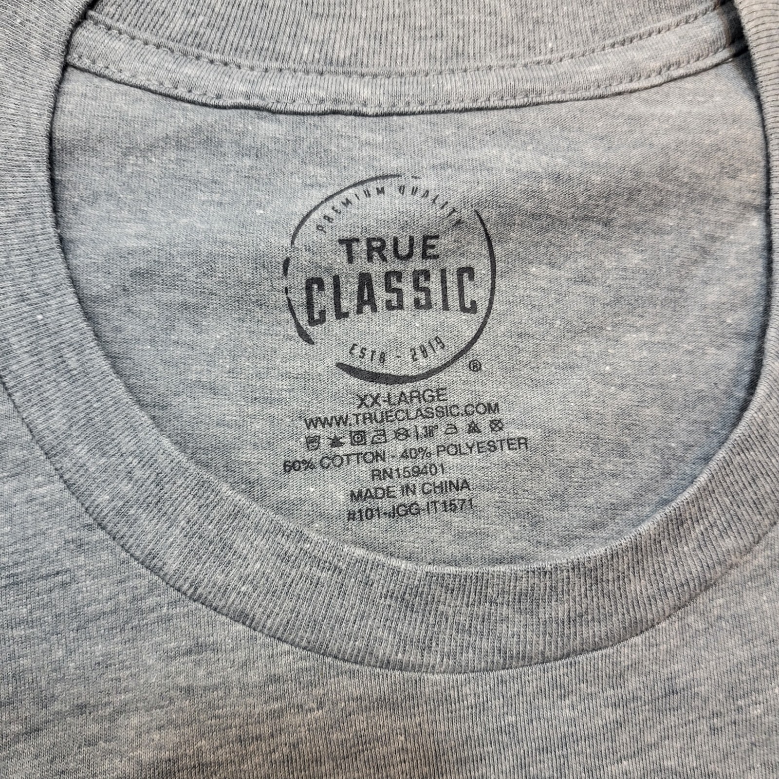 Set of 3 True Classic Crew Neck T-Shirt Men’s Light Gray 2XL -New!