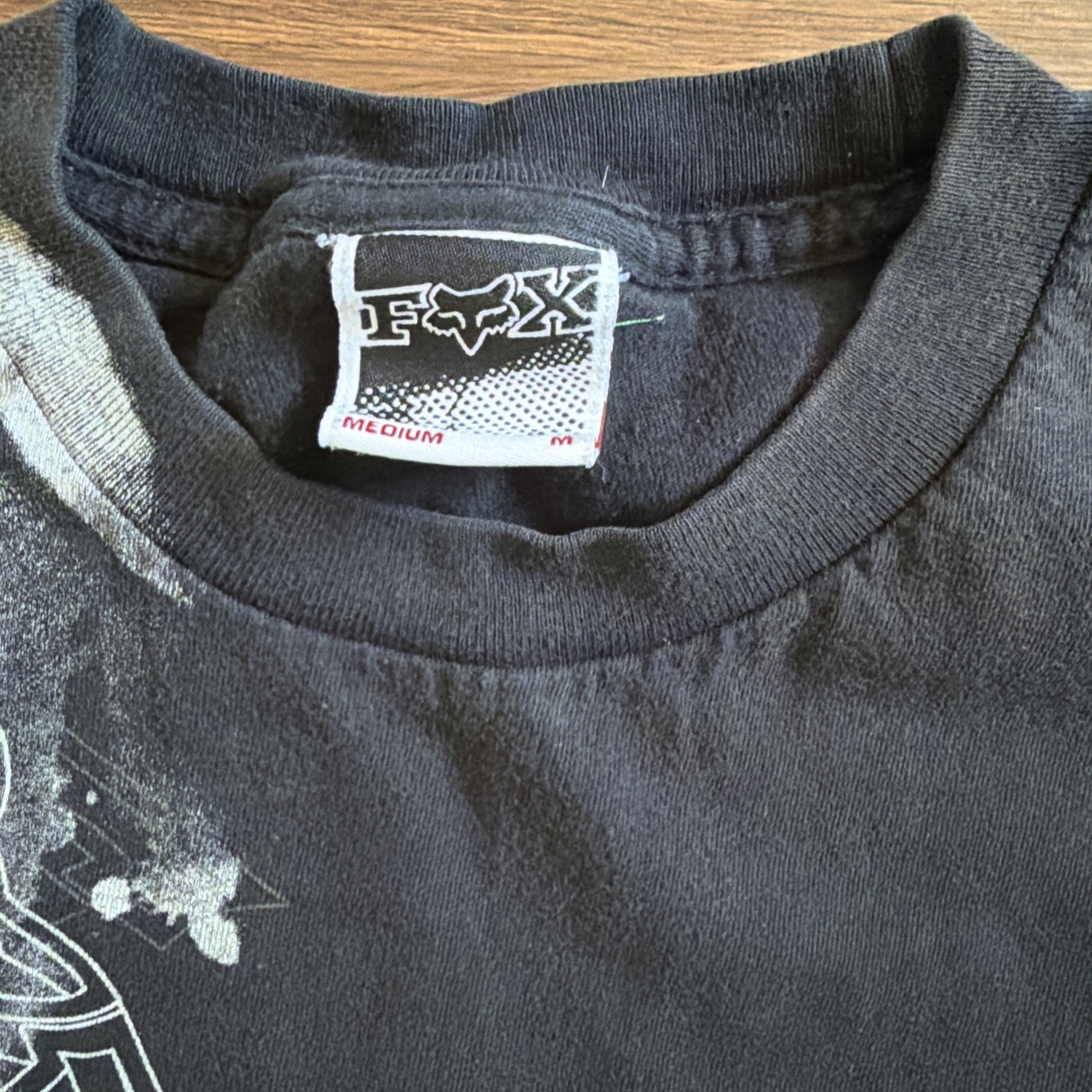 Mens Black Fox Racing Vintage Y2k Graphic T Shirt Short Slv Med Motocross Grunge