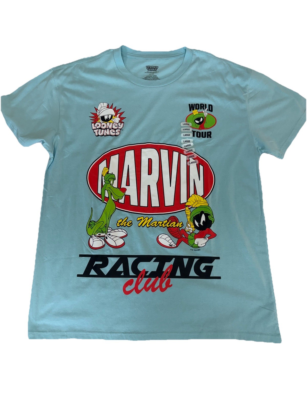 New Marvin The Martian Racing Club T Shirt Men’s Med Warner Bros Looney Tunes