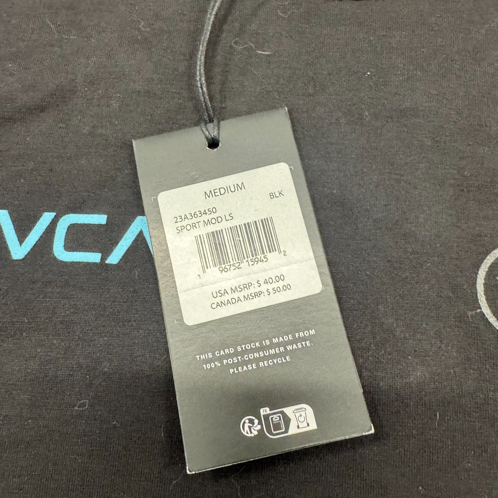 Rvca The Balance Of Opposites Shirt Mens Medium Black Regular Fit Sports Tee
