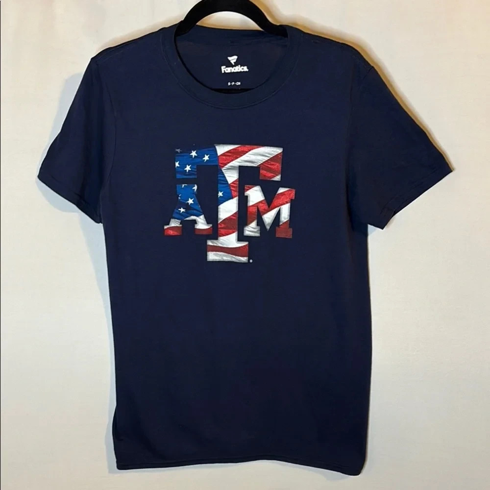 Texas A&M Fanatics Blue Patriotic Aggies Mens T Shirt Sz Small Tee America