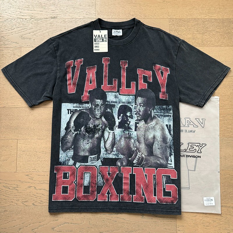 Vale Forever Heaven TEE Two people boxing print wash Style Mens T-shirt