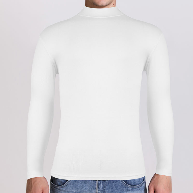 Mens Mock Turtleneck T-Shirt Long Sleeve Warm Pullover Basic Shirt Undershirt