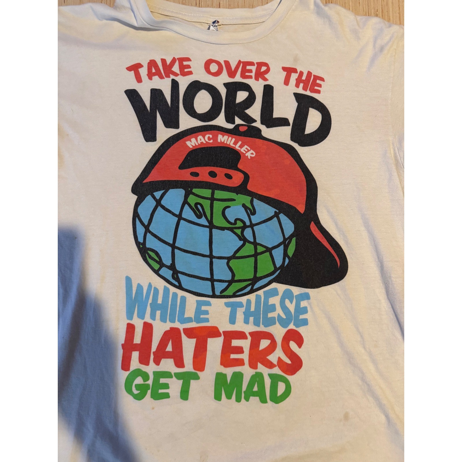 Mac Miller Take Over The World Haters Get Mad Graphic T-Shirt White XL Slim Fit