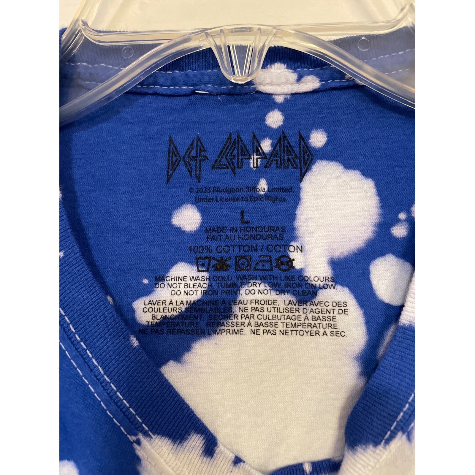 Men’s L Def Leppard Licensed Hysteria Neon Graphic T-Shirt Bleach Dye Rock Band