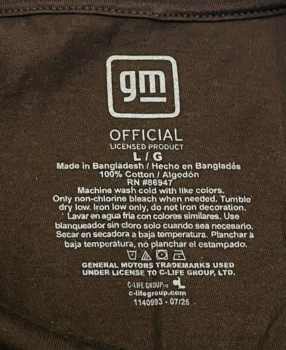 GM Official Licensed Product Brown Chevy Silverado Graphic Print Mens L Shirt