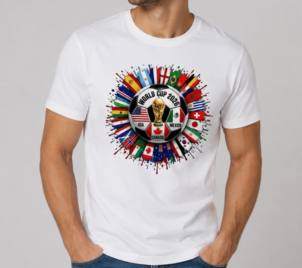 World Cup 2026 T-Shirt Football Flags Soccer Fan Top Gift White Tee Casual Shirt