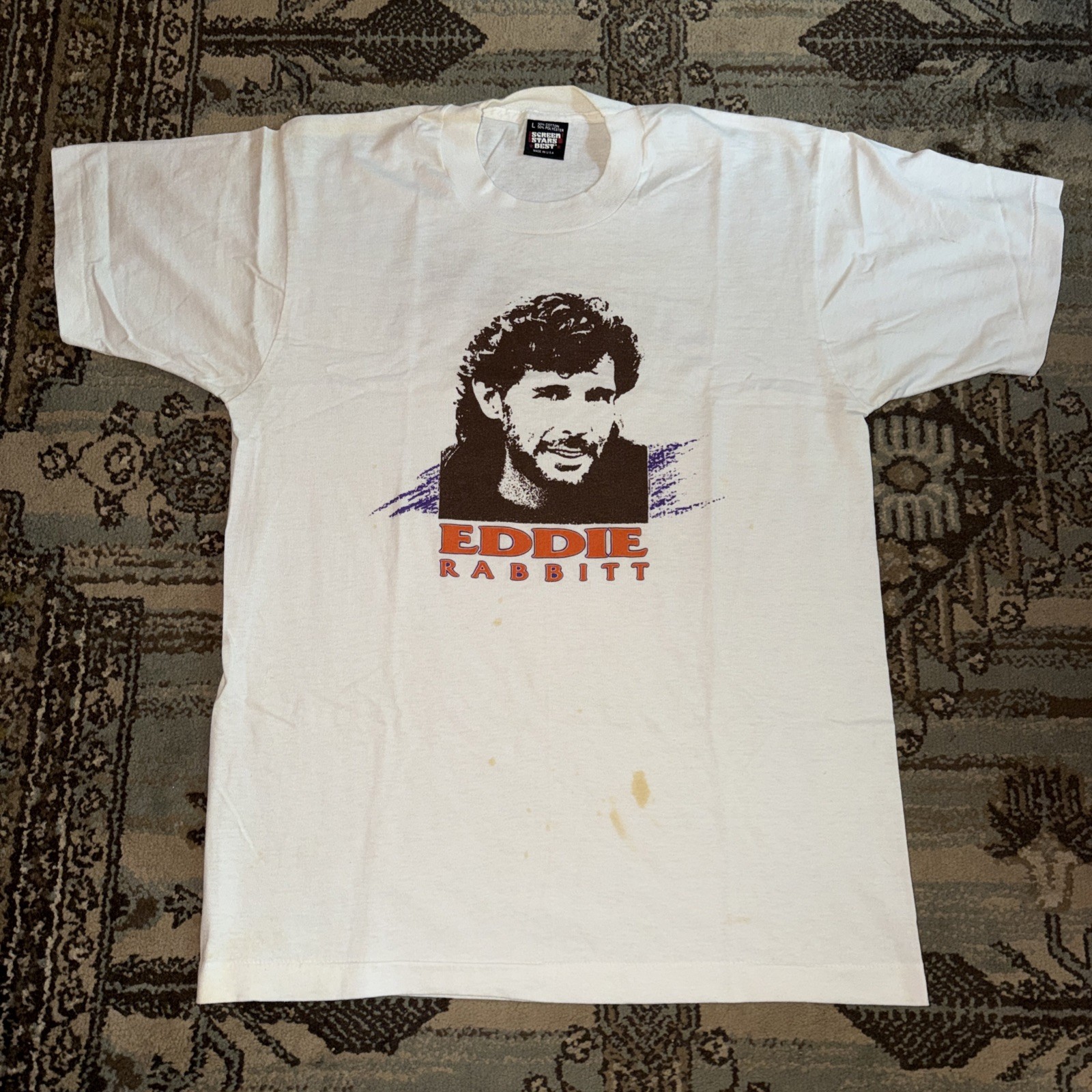 Vintage Eddie Rabbit Jersey Boy Single Stitch Shirt Size Large