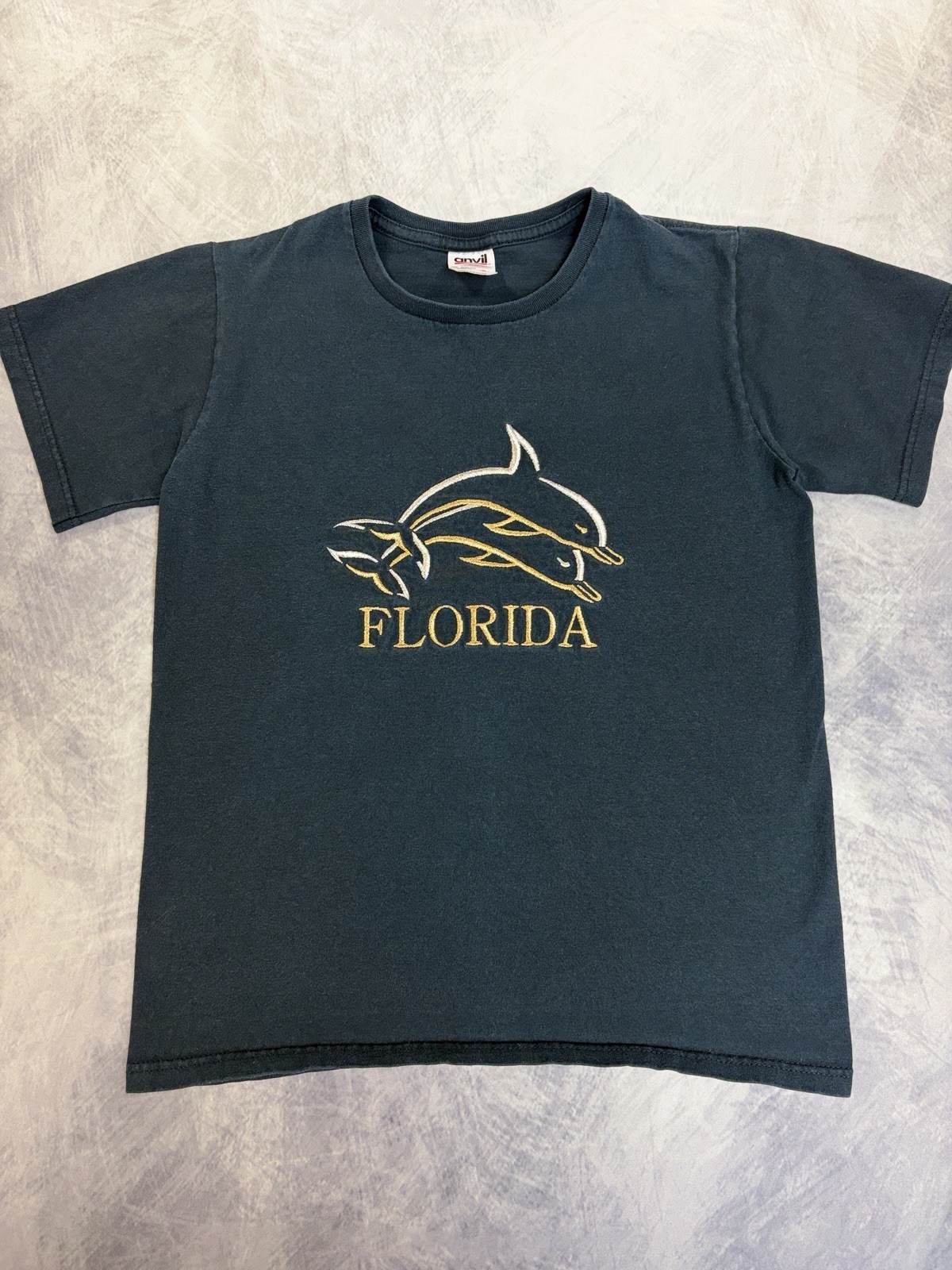 Y2K Vintage Anvil Florida Dolphin Embroidered T Shirt Womens S