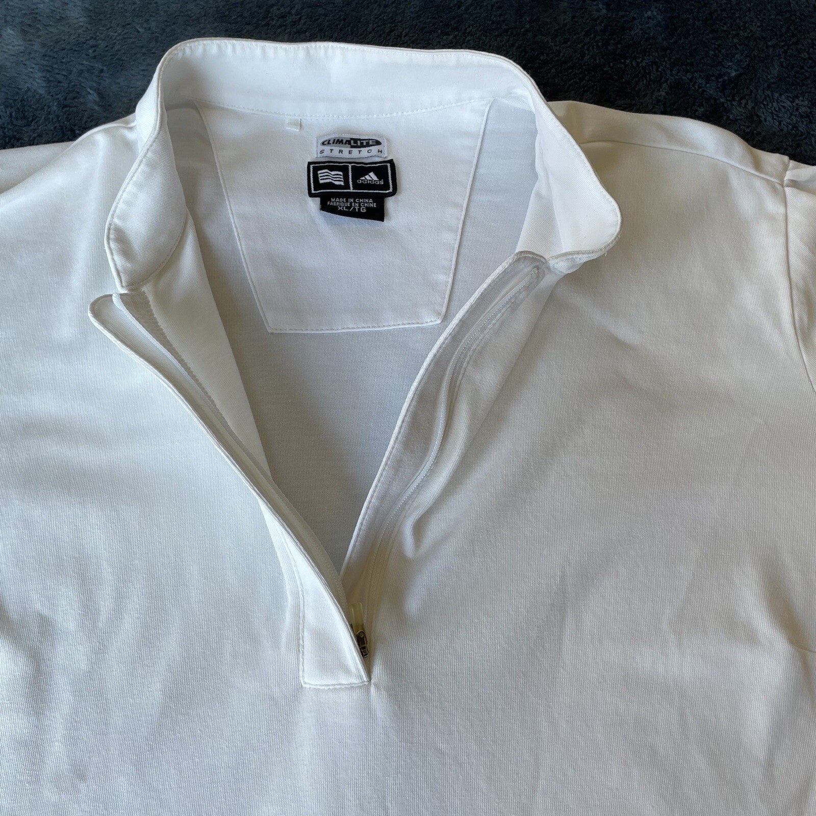 Adidas Climate Stretch Short Sleeve 1/4 Zip White Shirt XL