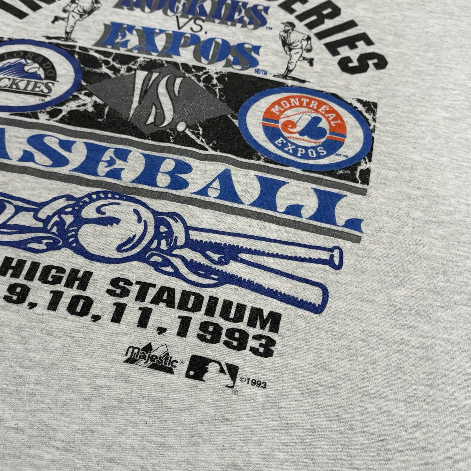 Vintage 1993 Rockies Expos Inaugural Series MLB T-Shirt Men’s XL Gray Baseball